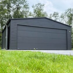 Garaż blaszany z bramą segmentową dwuspadowy 6m x 6m Grafit - obrazek 4