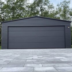 Garaż blaszany z bramą segmentową dwuspadowy 6m x 6m Grafit - obrazek 2