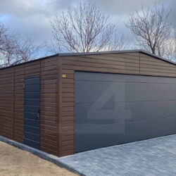 Garaż blaszany Orzech 6m x 5,8m z bramą segmentową - obrazek 3