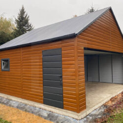 Garaż blaszany Złoty dąb 6m x 5,8m z bramą segmentową - obrazek 2