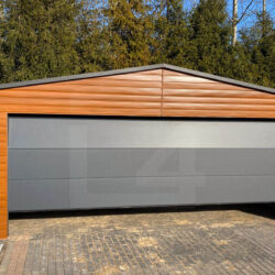 Garaż dwuspadowy Złoty dąb 6m x 5,8m z bramą segmentową - obrazek 2
