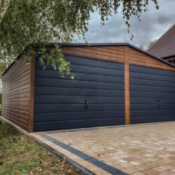 Garaż blaszany dwustanowiskowy Orzech 6,3m x 6m