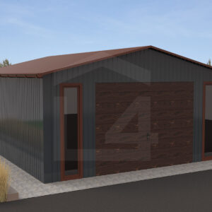 Garaż blaszany dwuspadowy Grafit 5m x 5m z bramą uchylną