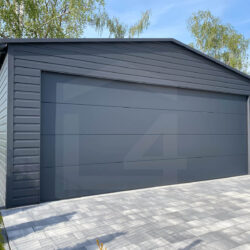 Garaż dwuspadowy Grafit Mat 6m x 6m brama segmentowa