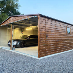 Garaż blaszany dwustanowiskowy dwuspadowy Orzech 6m x 6m - obrazek 2