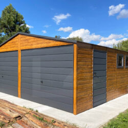 Garaż dwuspadowy drewnopodobny Multigloss i Grafit 6m x 6m