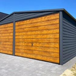 Garaż dwuspadowy drewnopodobny Grafit i Multigloss 6m x 8m