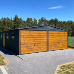 Garaż dwuspadowy drewnopodobny Grafit i Multigloss 6m x 8m - obrazek 2