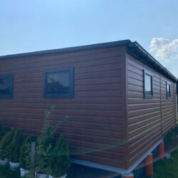 Garaż spad do tyłu z wiatą 7m x 5m Orzech i Grafit - obrazek 3