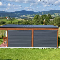 Garaż spad do tyłu z wiatą 7m x 5m Orzech i Grafit - obrazek 4